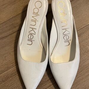Calvin Klein Women's White Mules